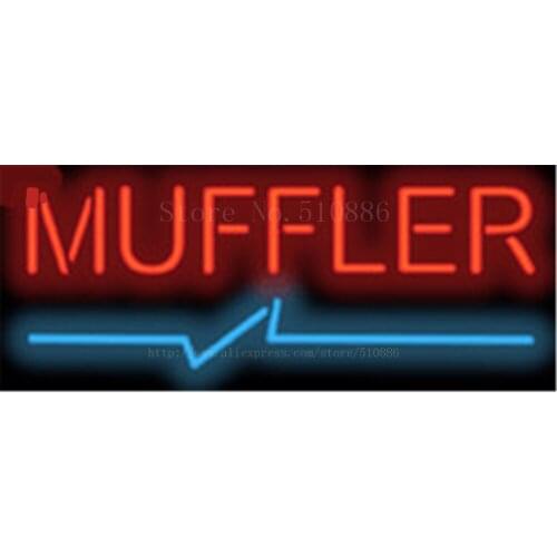 Muffler baffler deafener Repair Car Auto Glass Tube neon sign Handcrafted Automotive signs Shop Store Business signage 17"x14"
