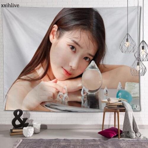 KPOP IU Tapestry Customizable Bohemian Wall Hanging Room Carpet HD Tapestries Art Home Decoration Accessories 70x95cm,100x150cm