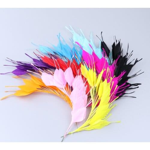 Diy Headdress Feather Flower Natural Goose Feather Dyed Colorful Wedding Jewelry Home Party Accessory Crafts Plumes