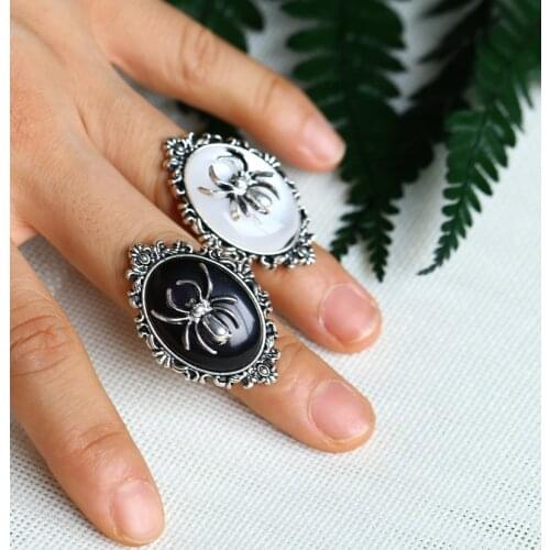 Gothic Spider Ring,Victorian Steampunk Jewelry,adjustable,Spider Cameo Ring,Halloween Party Favors,Small Spider Ring