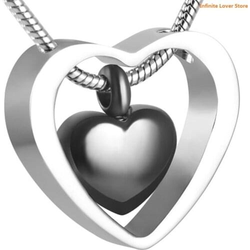 IJD8078 Wholesale 20Pcs Cremation Jewelry-Eternal Double Love Heart Together Forever Rose Gold Ashes Necklace Urn Pendant