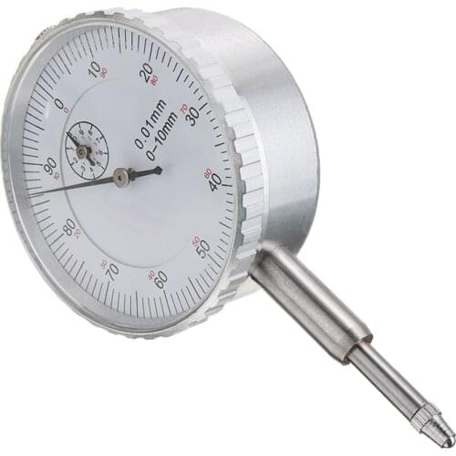 0-10mm White-face Dial Test Indicator Gauge Measuring Tool For Shaft Runout Thrust Gear Backlash