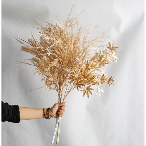 Artificial gold hydrangea wedding flog flowers fake flogleaf gold series DIY Christmas garden home party decor