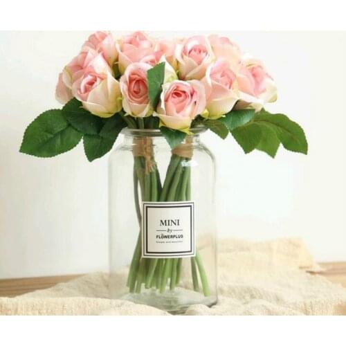 Nice 11 Heads/Bouquet Rose Artificial Flowers Silk Rose Bouquet White Pink Wedding Home Decoration Fake Rose Flower