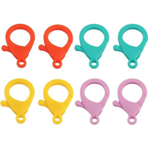 Julie Wang 20PCS 35mm Plastic Lobster Clasp Mixed Colors Hook Buckle For Necklace Pendant Keychain Jewelry Making Accessory