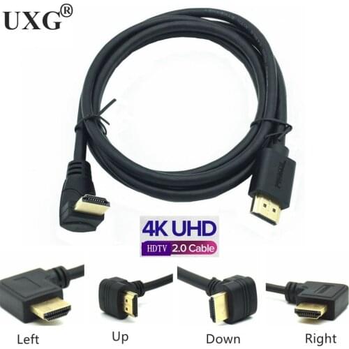 4K*2K 60HZ HD-2.0 A Male To HD-v2.0 Down & Up & Left & Right Angled 90 Degree Male HDMI-compatible Extension Cable Angle Cable