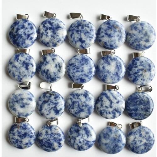 2020 Fashion hot sell natural sodalite stone round shape charms pendants for jewelry making 50pcs/lot Wholesale free shipping