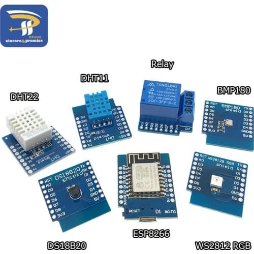 ESP8266 D1 Mini Pro WiFi Development Board NodeMcu Lua WS2812 RGB DHT11 AM2302 Relay BMP180 Matrix LED Shield for WeMos DIY Kit