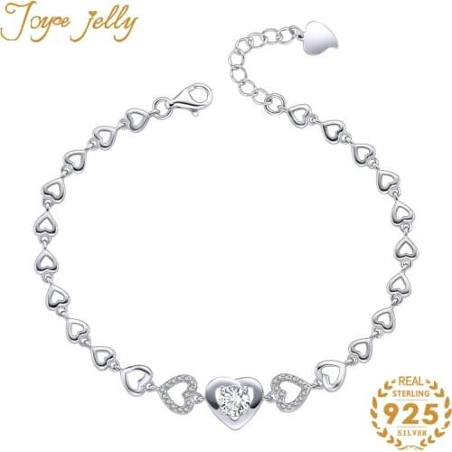 JoyceJelly Women Trendy Bracelet for Women Wedding 925 Sterling Silver Simple Style Heart Design Fashion Women Fine Jewelry 2020