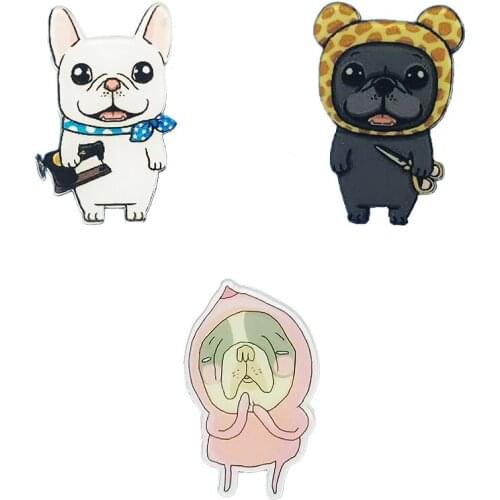 Cartoon Acrylic Animal Brooches-Coquettish Funny Dog Dog Brooch Pins, As A Gift For Friends Or Child For Halloween And Christmas