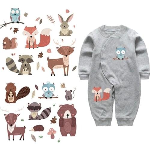 DIY Heat Transfer Priting Patches Cute Animals Set Iron-on Patches For Clothing Children