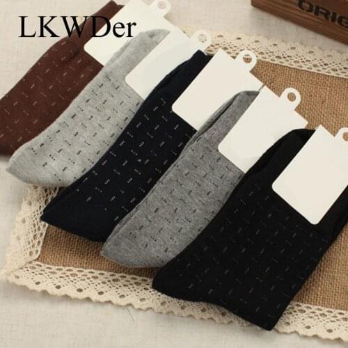 LKWDer 5 Pairs Men Combed Cotton Socks Casual Business Black Middle Tube Adult Male Socks Men Breathable Hombre Meias Calcetines