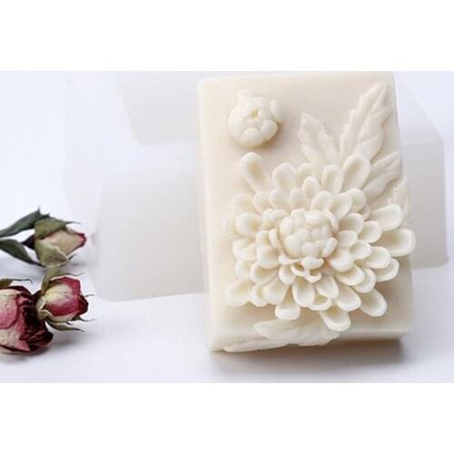 New Chrysanthemum Soap Mold Retangle Flower Soap Making Molds Soft Silicone Cake Mousee Pudding Candle Plaster Decor Craft Mould
