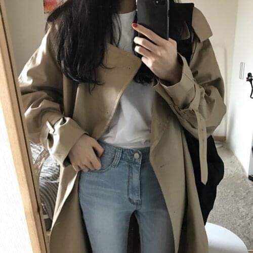New Loose Oversize Girls Women Trenches Double Breasted Outwear Coat Windbreaker Long Womens Trench Winter Overcoats Plus Size