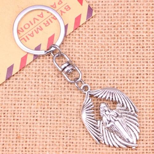 New Fashion Keychain 43*27 mm angel maria Pendants DIY Men Jewelry Car Key Chain Ring Holder Souvenir For Gift