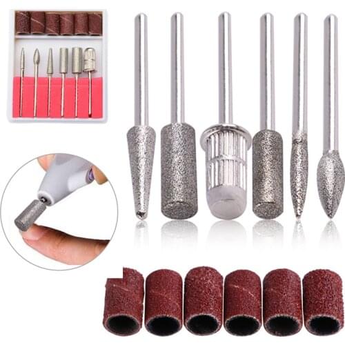New Nail Art Supplies Electric Drill Bits File Standing Grinding Head Sand Replacement Polish Machine Set Kit Manicure 6 PCS