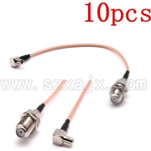 Wholesale 10pcs RF connector F female to TS9 male right angle type RG316 Pigtail HuaWei antenna Cable 15CM Fast shipping