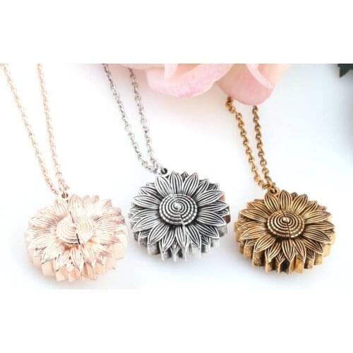 Open sunflower necklace You are my sunshine female gift temperament wild pendant necklace sweet cute fashion temperament jewelry