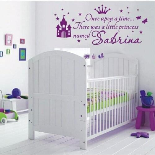 Personalized Girls Name Wall Sticker Princess Beautiful Wall Decals Nursery Room Baby Girls Name Art Wall Mural DIY Poster Y-616
