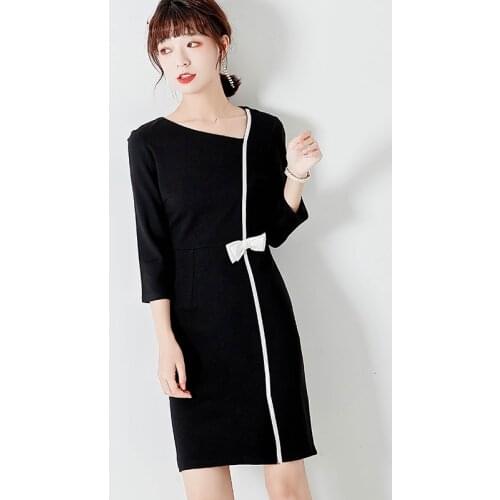 Spring Autumn Slim Fashion Dresses Half Sleeve Dress Ladies Office Work Wear Female Top Clothes Plus Size 3Xl Beauty Salon AS198
