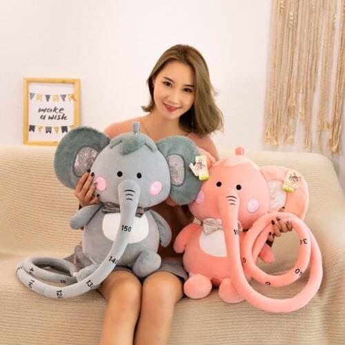 30cm-75cm Long-nosed Elephant Plush Toys with Measurement Function Soft Funny Toys Birthday Christmas Gifts for Children Kids
