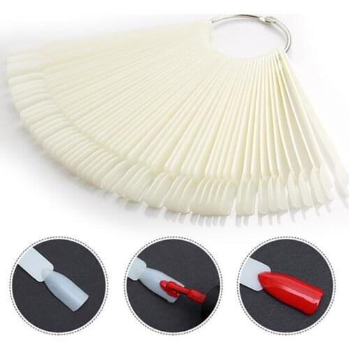 50pcs/set 3Types Showing Shelf For Nail Art Design Training Polish Color Card Board Fan Oval Head Shaped Practice Manicure Tools