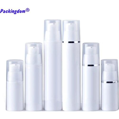 10pcs Empty Airless Pump Bottles Plastic White Container Cosmetics Vacuum Lotion Bottle Refillable Emulsion Tubes 15ml 30ml 50ml