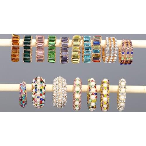 Fashion Women Small C Shape Crystal Earring Colorful Rhinestone Clip Earring Cubic Zirconia Ear Cuff No Piercing Jewelry Gift