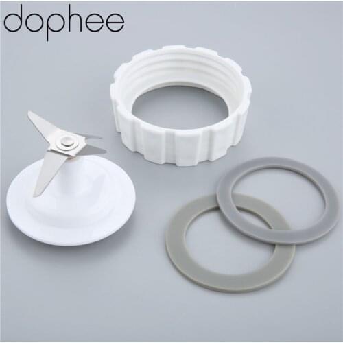Dophee Replace Blade+Base Bottom Cap+2pcs Rubber Sealing Gasket Fit for Hamilton Beach Blender White 1 Set Kitchen Aid Parts