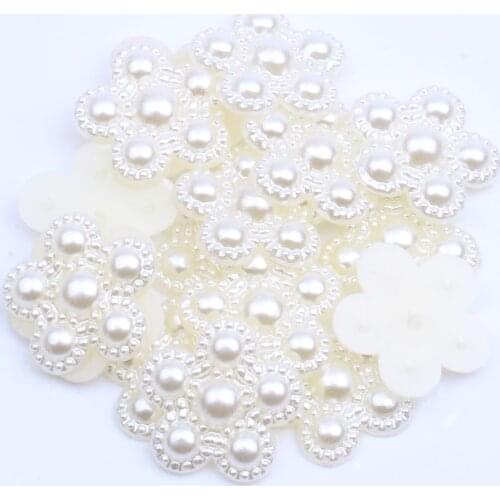 Snowflake Pearls Beads ABS Flatback Flowers Shape Imitation Pearls Multiple sizes Color For Handmade Craft Wedding Scrapbooking