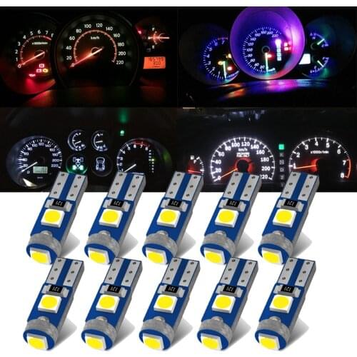 10Pcs Super Bright 3030 T5 LED Lights W1.2W W3W LED Car Interior Light Auto Side Wedge Dashboard Gauge Instrument Lamp Bulbs