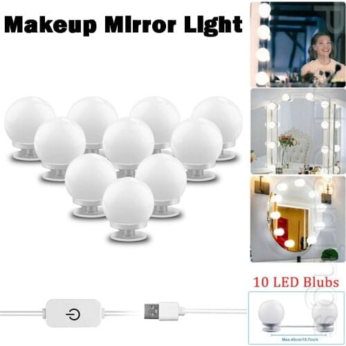 5V Led Makeup Mirror Light Bulb Hollywood Makeup Vanity Lights USB Wall Lamp 6/10/14pcs Dimmable Dressing Table Mirror Lamp
