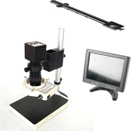 VGA output Industrial digital Video Microscope Camera +8X-130X C-mount +56 Led Ring For PCB SMD SMT Repair Inspection Tool