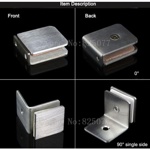 High Quality 2PCS Stainless Steel Glass Clamps Shower Glass Door Fixed Holder Brackets Glass Clips for 8~12mm Glass