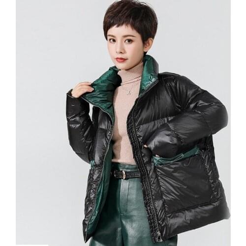Woman Jacket Parkas Coat Womens Down Cotton-Padded Short Loose Contrast Color Veste Femme