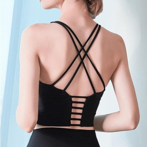 Womens t-shirts Fitness Crop Top Workout Sportswear Beauty Back Tank Top Yoga Vest Backless Quick Dry Running Gym Sport bra