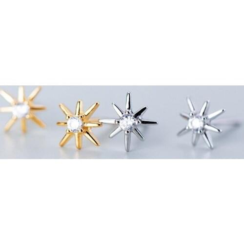 925 Sterling Silver Womens CZ Zirconia Stud Earrings Cute Small Star Earrings For Women Fashion Crystal Jewelry Christmas Gift