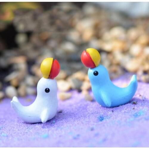 ZOCDOU 2 Pieces Sea Zoo Dolphin Circus Troupe Play Porpoise Model Small Statue Figurine Crafts Ornament Miniatures Home Decor