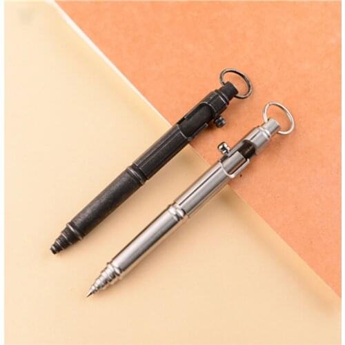 1PC Retro Stainless Steel Bolt Spring Press Signature Writing Pen EDC Tactical Self-defense Metal Pen Office Desktop Decoration
