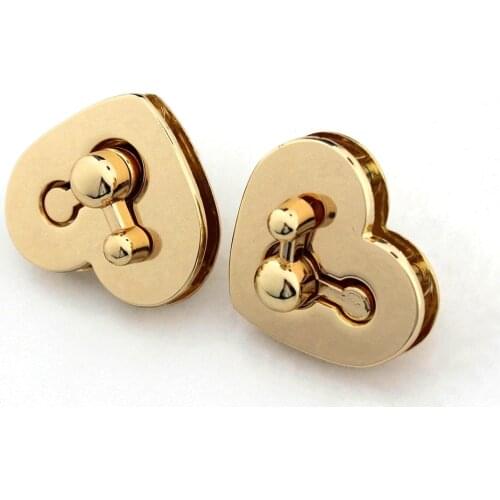 1pcs Metal Heart Shape Turn Lock Fashion Switch Lock for DIY Handbag Bag Purse Luggage Hardware Closure Bag Parts Accessories