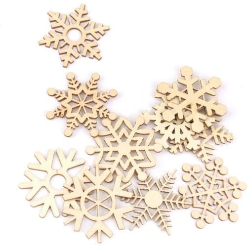 10pcs Assorted Snowflake Wooden Laser Cut Embellishment Christmas Tree Ornament