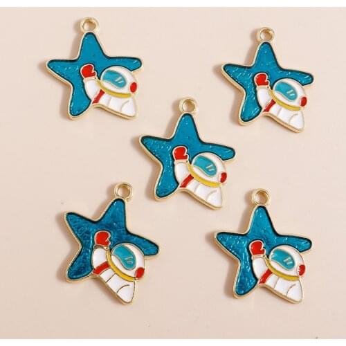 10pcs 20*22mm Space Series Big Enamel Stars Charms Astronaut Charms for Jewelry Making Necklaces Earrings Making Accessories