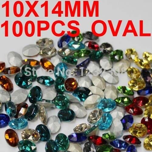 100cs 10x14mm crystal stone many colors to choose silver foiled pointed bottom perfect for nails phone case diy free shipping