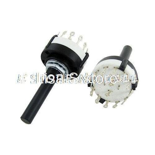 2 Pcs 6mm Round Shaft 2 Pole 6 Positions Rotary Switch 350mA 125V AC Ehyzu