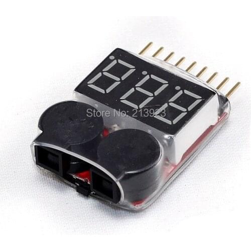 2 in1 Indicator 1-8S Lipo Battery Voltage Tester Low Voltage Buzzer Alarm