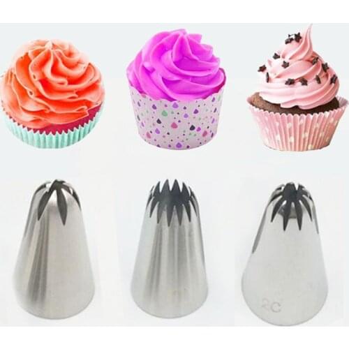 3PCS #2D #6B # 2C Stainless Steel DIY Icing Piping Tips Cupcake Cake Cream Piping Nozzle Parsty Fondant Cake Decorating Tools