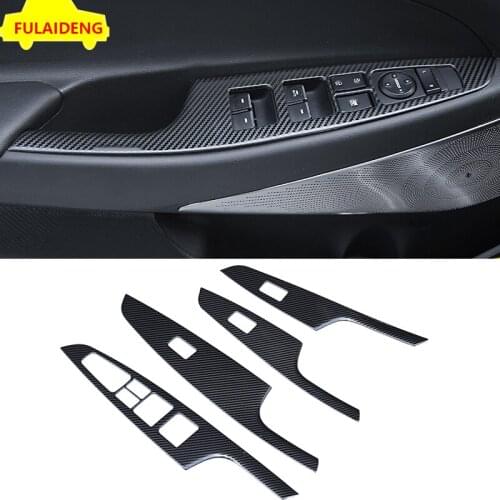 4pcs For Hyundai Tucson 2015-2021 Carbon style Door Window Switch Lift Cover Botton Panel Trim Car-Styling