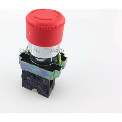 4pcs/Lot XB2 BS442 XB2-BS442 Red Mushroom Head Turn to Release 1 N/C Turn Reset Emergency Stop Push Button Latching Switch 30mm