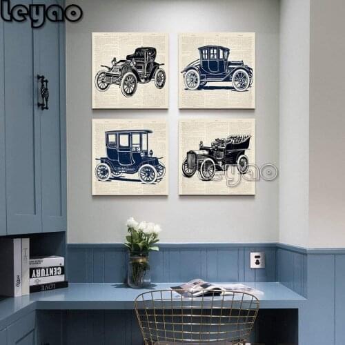 4 pcs DIY Diamond Painting 5D Muilt-Picture Diamond Art Embroidery Vintage Cars landscape New Arrival Mosaic Home Decor