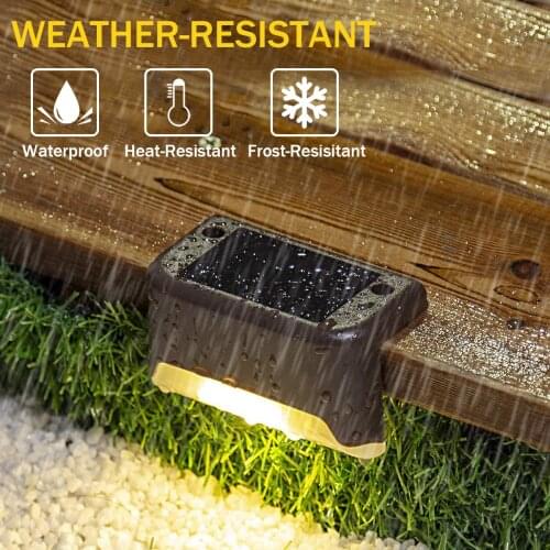 4pcs LED Solar Lamp Path Stair Outdoor Waterproof Wall Light Garden Landscape Step Deck Lights Balcony Fence Solar Lights